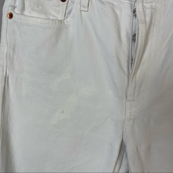 Re/Done Originals High Rise Ankle Crop Stretch Raw Hem Denim Jeans Size 28 White - Picture 4 of 9